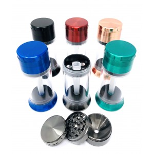 Chromium Crusher Funnel Grinder 110mm W/ Acrylic Chamber - Assorted Colors - 6ct Display [70415]